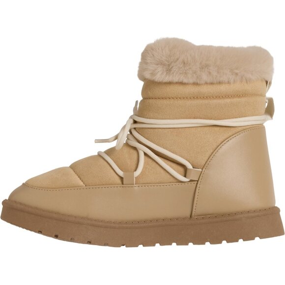 NEW Aspen Puffy Faux-Shearling Lace Boots in sand for women 1125 2s7 - Picture 3 of 6